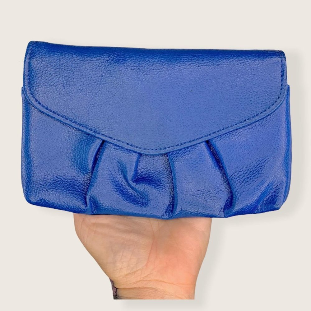 Vintage 80s Victory Blue Pleated Clutch
